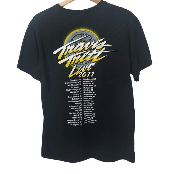 Travis Tritt Live Tour 2011 Men M T Shirt Black Country Music Graphic Dates EUC - Picture 3 of 5